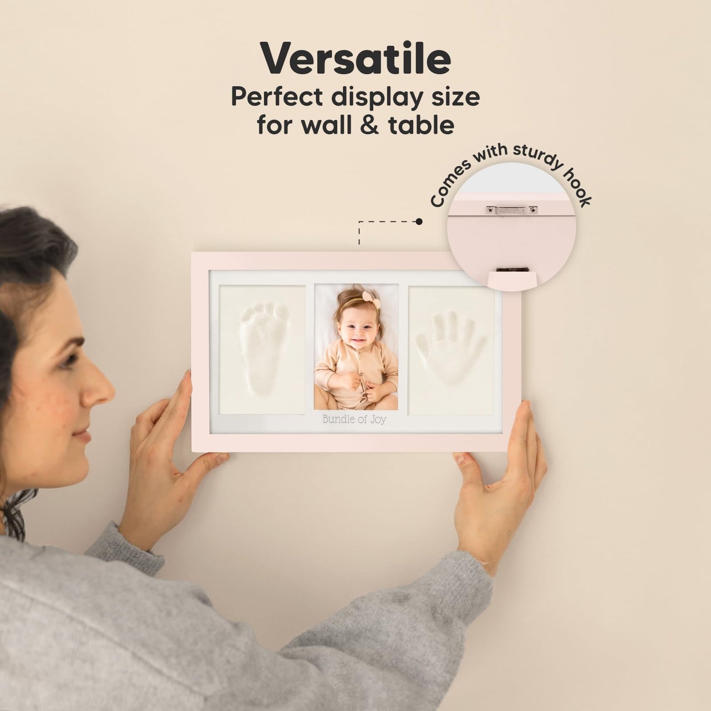 KeaBabies Baby Hand and Footprint Kit - Clay Handprint Keepsake Frame, Newborn Nursery Picture Frame, Personalized New Mom Gifts for Shower & Registry, First Mother's Day (Petal Pink)