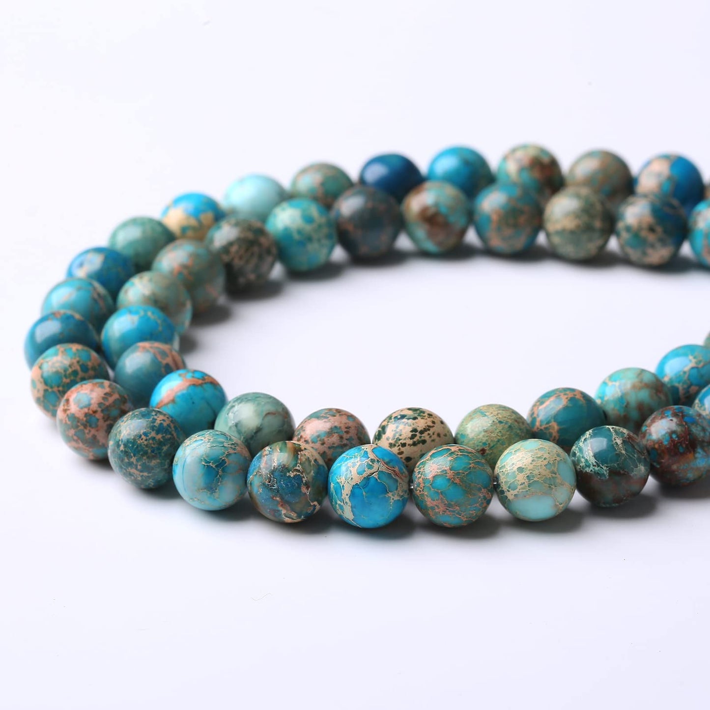 45PCS 8MM Natural Blue Imperial Jasper Stone Beads Round Shape Suitable for Jewelry DIY Bracelet 15 Inches