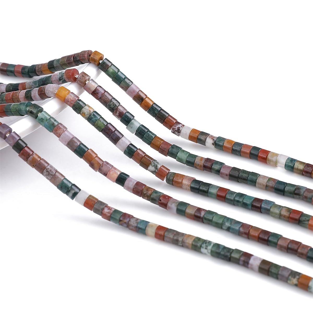 BEADIA Natural Indian Agate Spacer Beads Caps Flat Round Loose Beads for Beading Jewelry Making 3mmx2mm 38cm