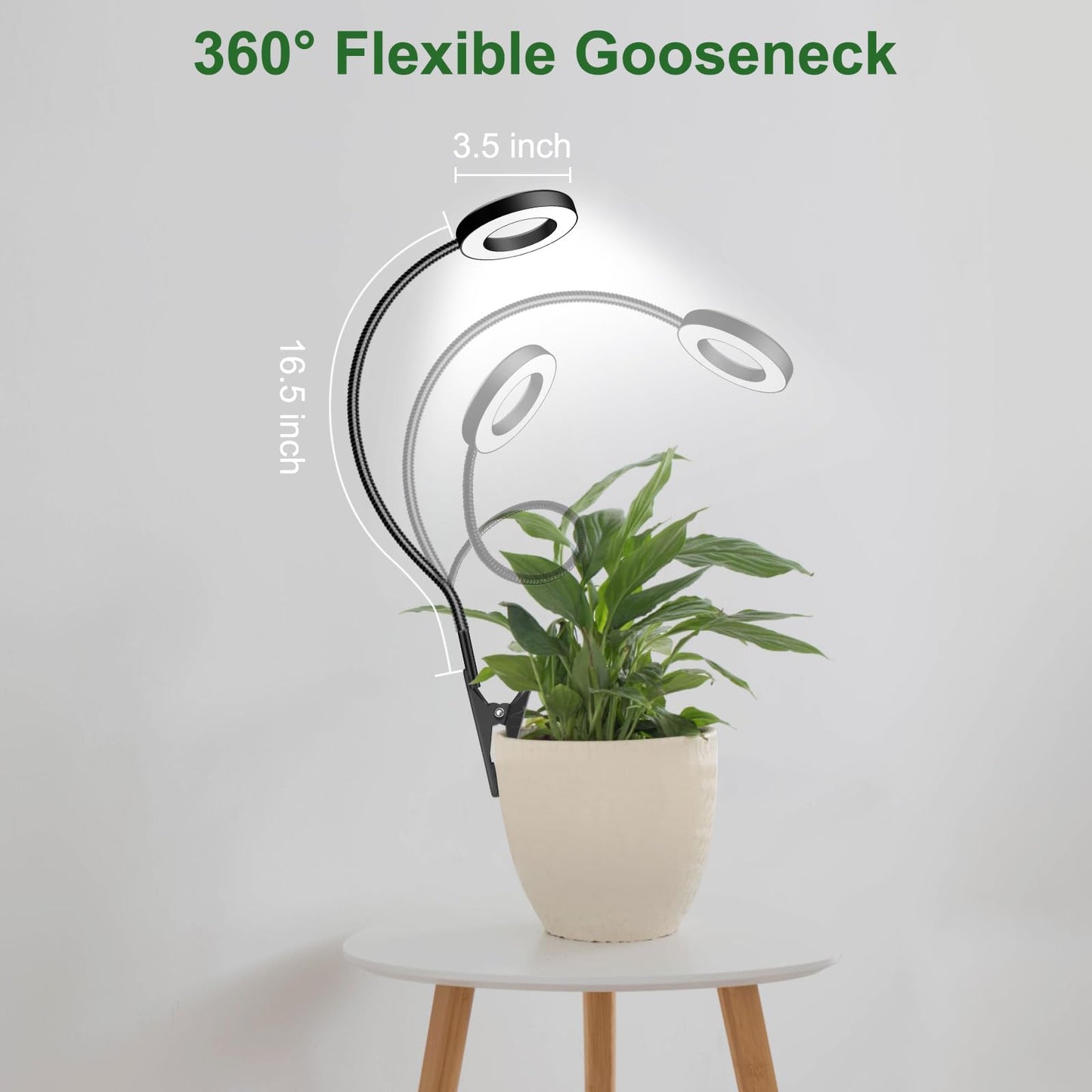 Wolezek 2 in 1 Grow Lights for Indoor Plants, 3 Colors Plant Lights with 360 Gooseneck, 48 LEDs Full Spectrum, 6/12/16H Timer, 5 Brightness, Black 3 Pack