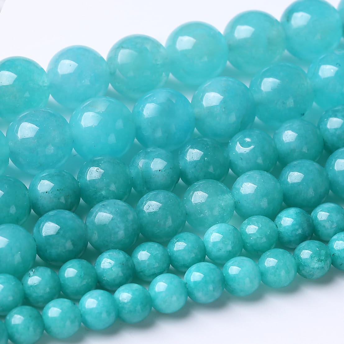 60PCS 6MM Lake Blue Chalcedony Stone Beads Energy Healing Beads for DIY Jewelry Bracelet Necklace Making for Jewelry Making 15Inch
