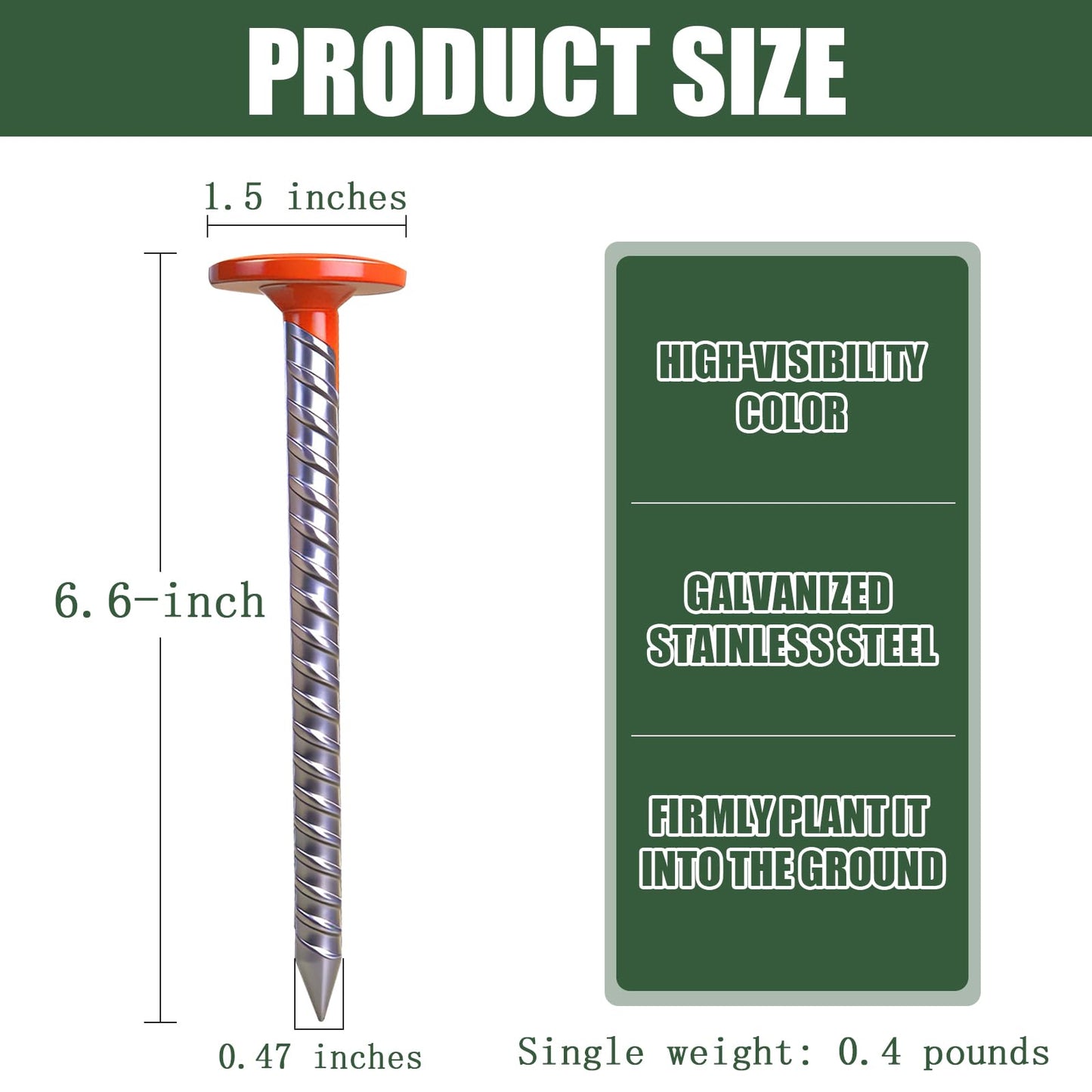FEISHENLIAN 6 inches, Measuring Stake Boundary Marking, Low Profile, high Visibility Orange, Suitable for Garden Lawn Landscape Edge Weeding barriers Boundary Marker Post(12 pcs)