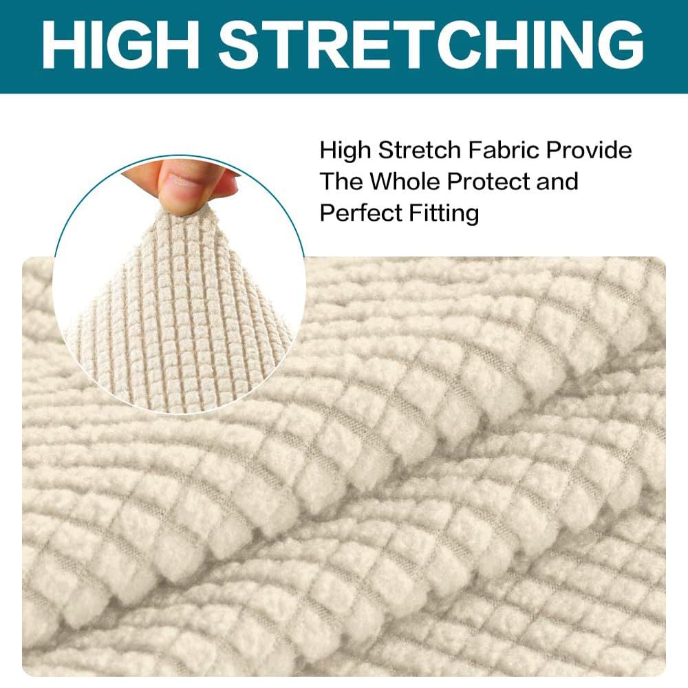 Turquoize 2 Piece Chair Covers for Living Room Armchair Cover Armchair Slipcovers with Arms Feature Thick Jacquard Fabric (Chair,Biscotti Beige)