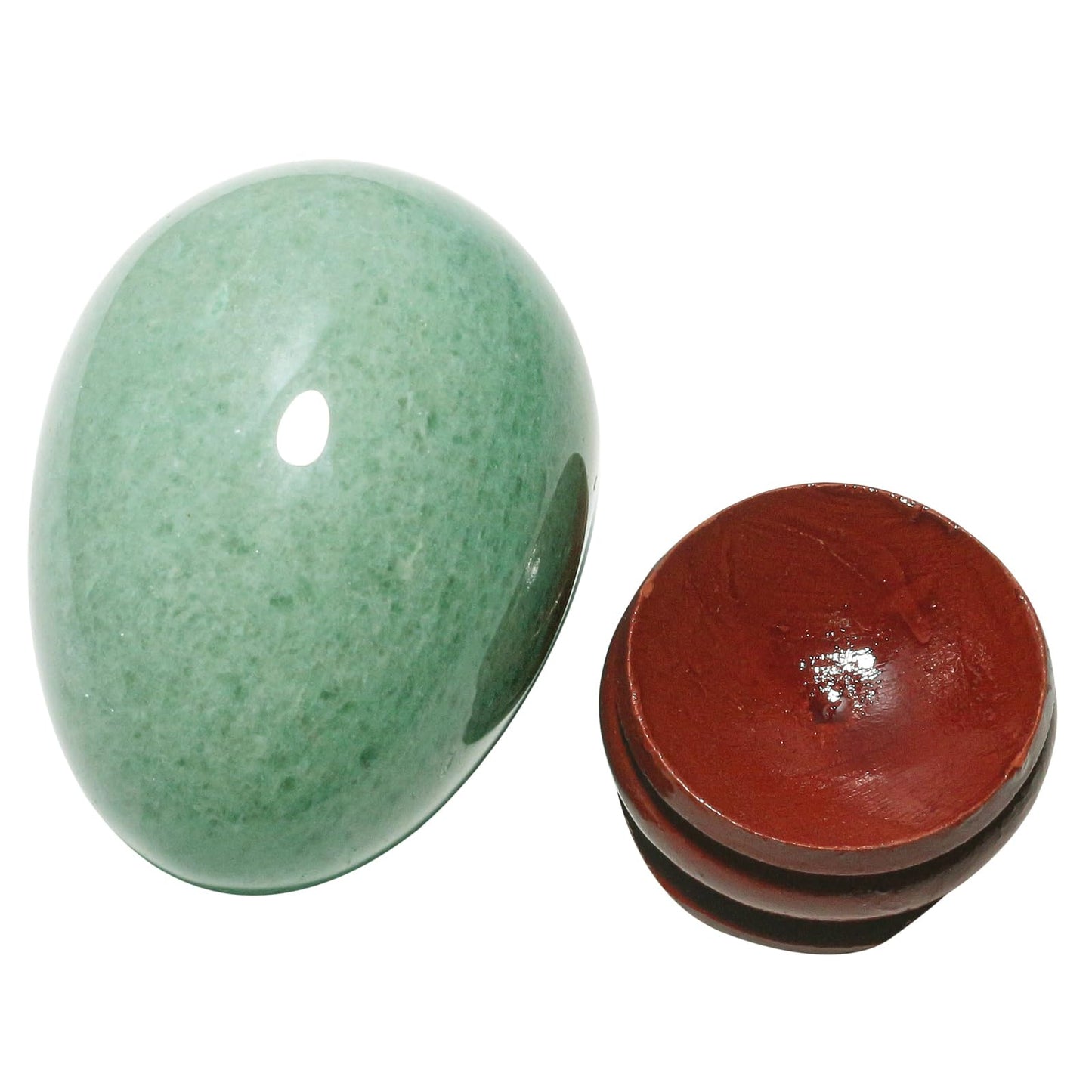 Casaper 2" Natural Green Aventurine Jasper Egg with Wood Stand for Home Decoration, Polished Crystal Pocket Palm Sphere Fengshui Figurines Healing Reiki