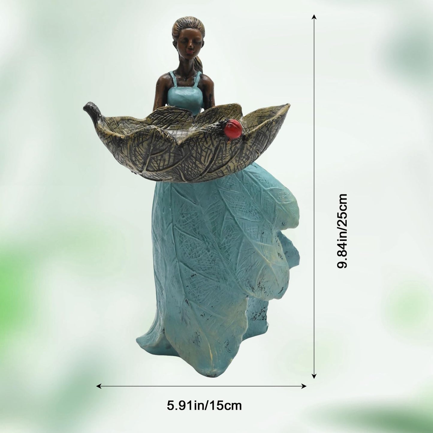 ZUDKSUY 10 Inch Fairy Garden Statue Bird Feeder, Unique Resin Bird Feeder, Decorative Outdoor Bird Feeder for Garden, Lawn, and Home Décor Gift for Women