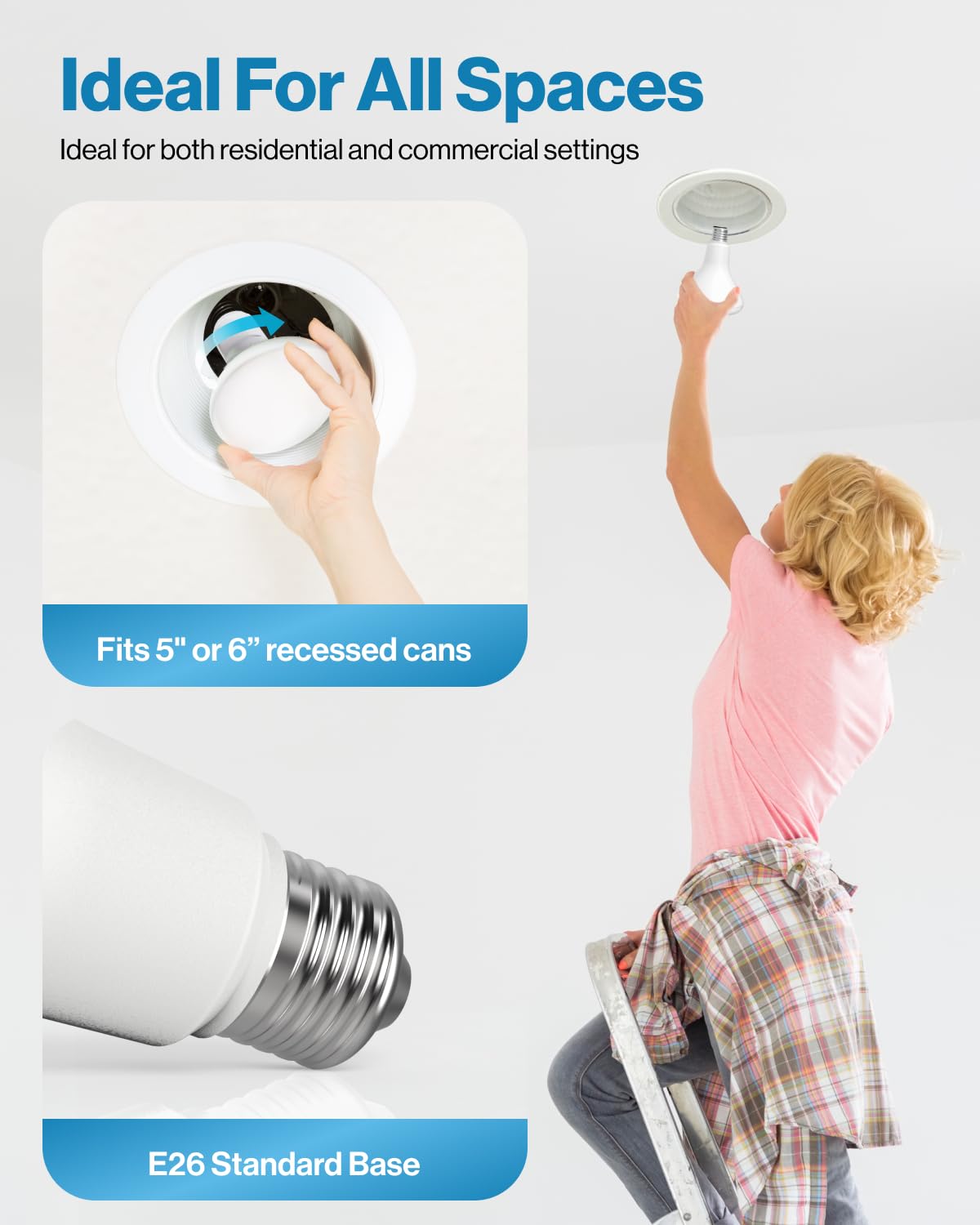 Sunco 6 Pack BR30 Light Bulb LED Recessed Can Light Bulbs, Indoor Flood Light Bulb 850 LM, 11W (65W Equivalent), 3000K Warm White, Dimmable, E26 Base, for Home, Kitchen, Bedroom UL