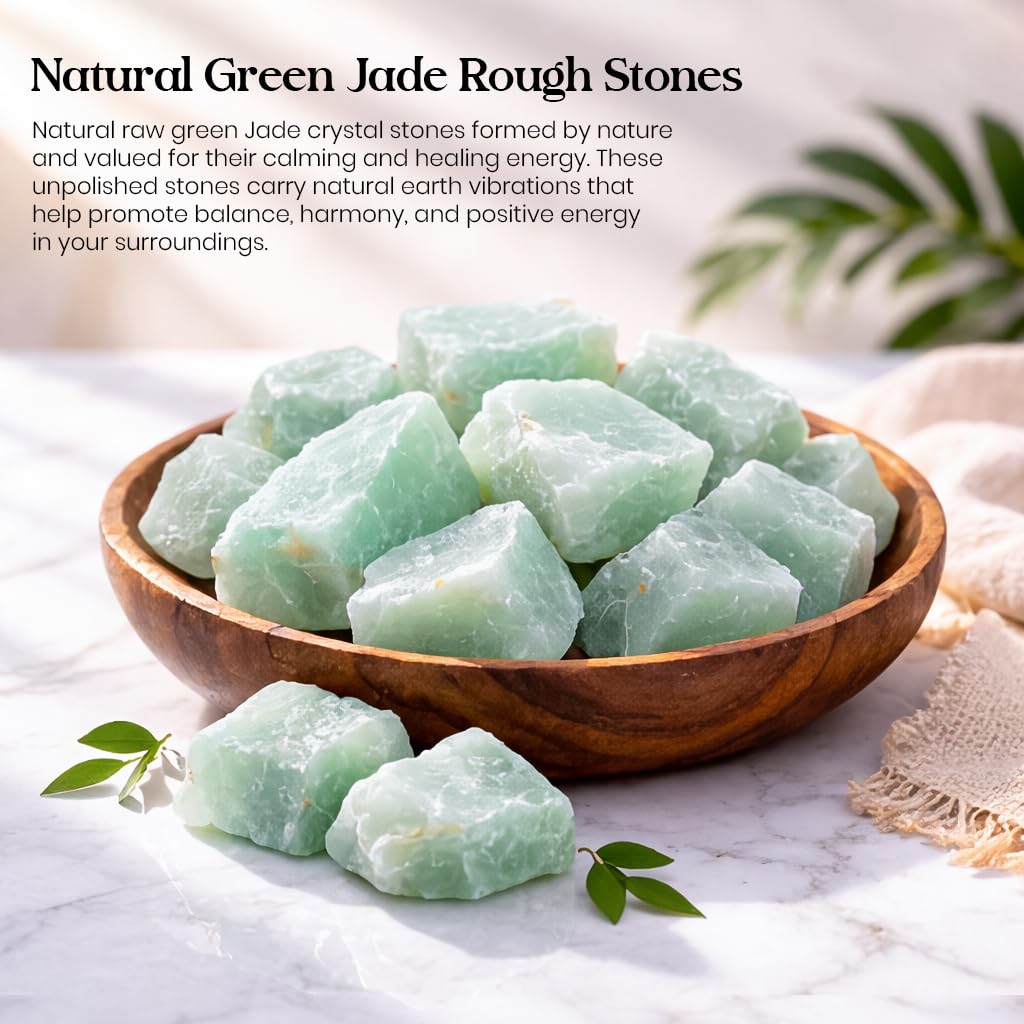 "650+ Carats, 3 Pc Green Jade Rock Rough Stone 2540 mm Raw Crystals Rock Crystals and Healing Stones Rough Gemstones Rock Collection for Beginners Used as Crystal Therapy, Meditation, Reiki"