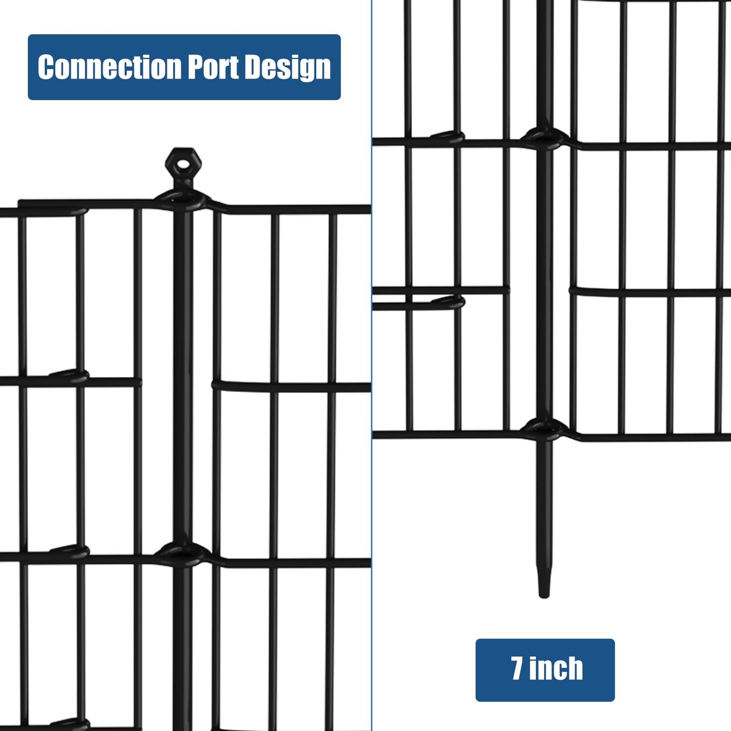 GDKASRNY 16 Panels Garden Fence,Rustproof Metal Fence Panels - 32in (H)×37.8ft (L) Garden Fencing Animal Barrier with Gate,Dog Fence Outdoor for Yard