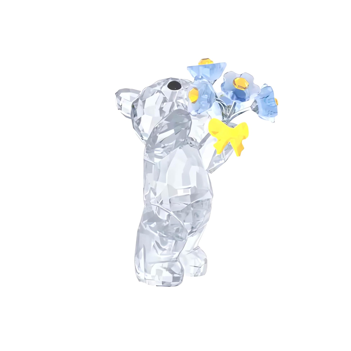 SWAROVSKI Kris Bears Forget Me Not, Clear Swarovski Crystal with Blue and Yellow Accents, Part of the Swarovski Kris Bears Collection