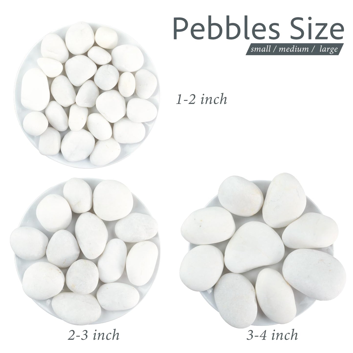 GreenVibe Large River Rocks for Landscaping, 40lbs Aquarium Rocks, 3-4 Inch White Pebbles for Indoor Plants, Natural Stones for Garden Paving Plant Rocks Crafting Walkways
