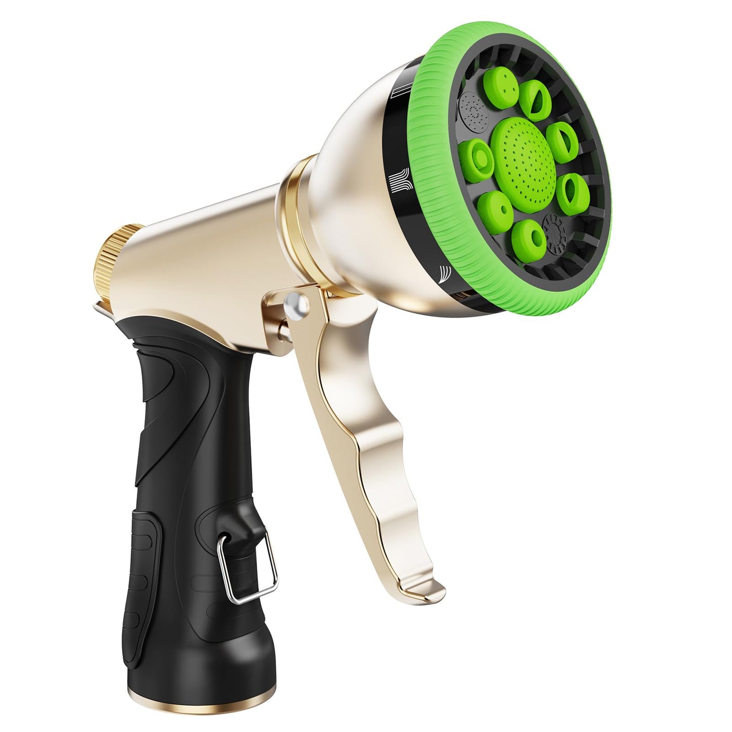 RAINPOINT Garden Hose Nozzle, Metal Hose Sprayer Nozzle With 9 Adjustable Spray Patterns, Heavy Duty Hose Sprayer for Watering Plants, Lawns, Car Wash, Pet Washing (Green)