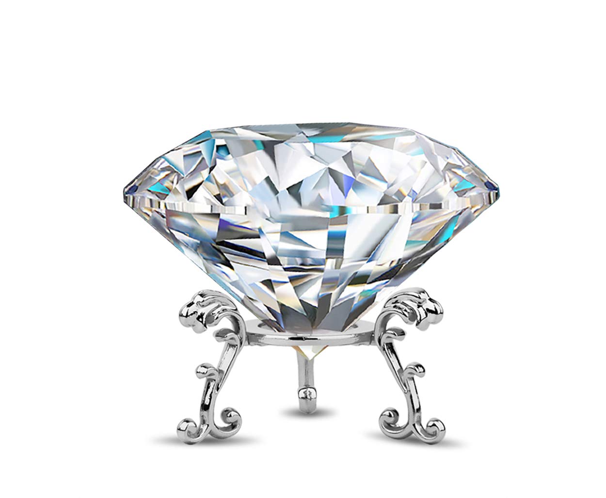 60mm(2.36 in) Large Crystal Diamond Paperweight with Stand Jewels Wedding Decorations Centerpieces Home Decor (60mm, Clear)