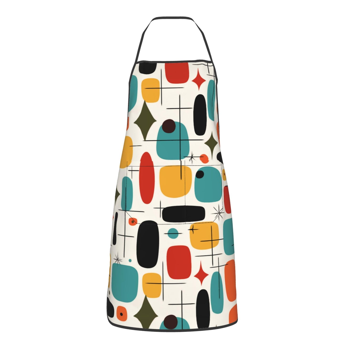 Mshutbna Mid Century Modern Kitchen Aprons for Men with Pockets Chef Apron for Women Cooking Gardening Baking Server Waitress