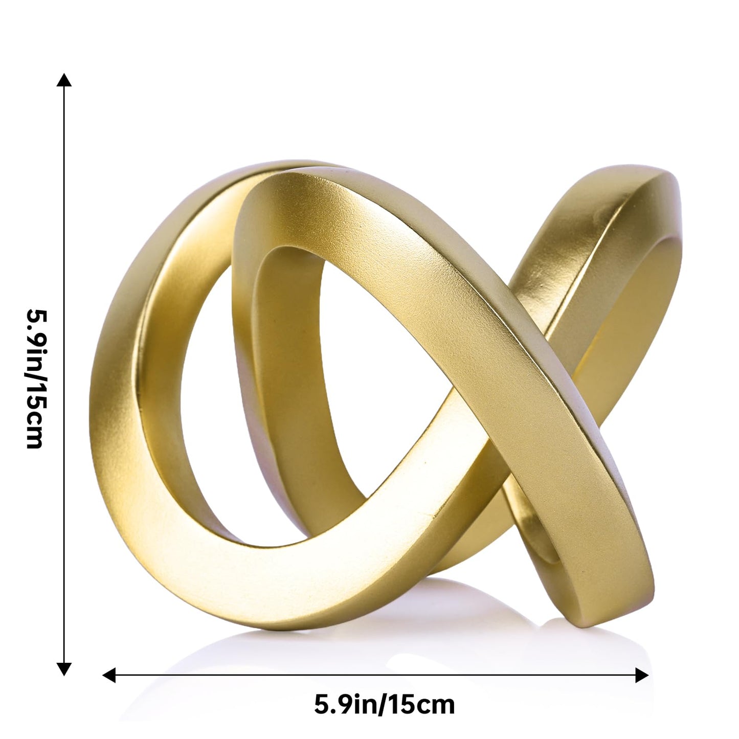 DOVDOV Gold Knot Decorative Sculpture, Gold Room Decor Aesthetics, Mobius Ring Statue for Shelves Living Room tv Cabinet Office Cabinet Above Coffee Table Decor Accents.