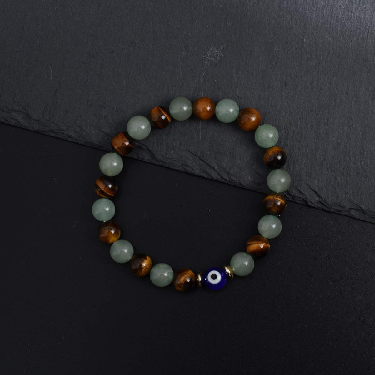 DLYFNVEV Money Attraction Bracelet Wealth Luck Fengshui Green Aventurine Tigers Eye Evil Protection Beaded Healing Crystal Natural Stone Jewelry Gifts For Men