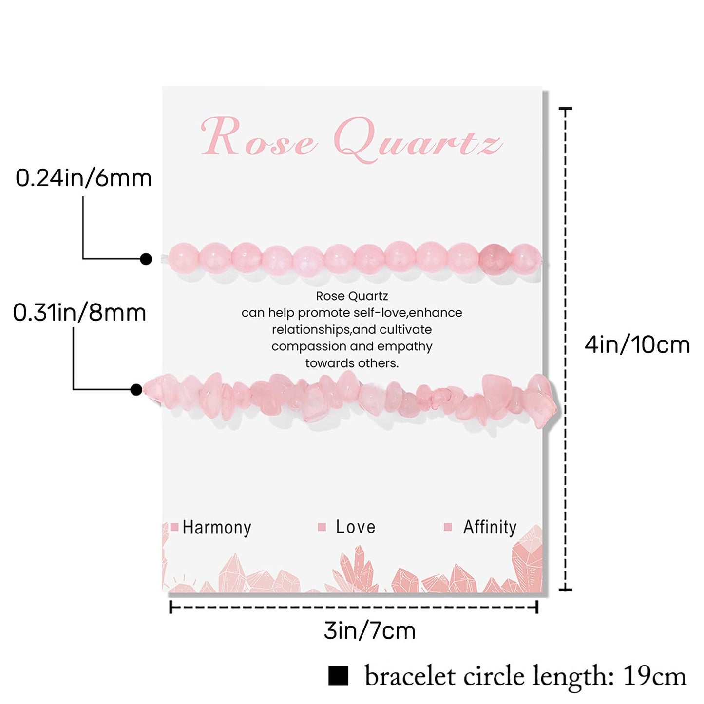 2Pcs Rose Quartz Bracelets for Women 6mm Natural Crystals Bracelet Pink Gemstone Beaded Bracelet Healing Bracelet Rose Quartz Jewelry for Women