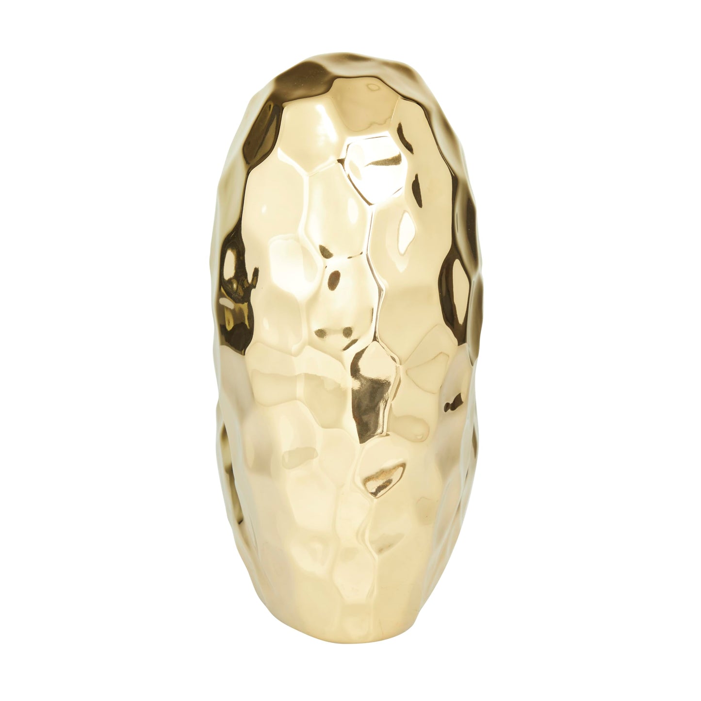 Deco 79 Porcelain Ceramic Heart Decorative Sculpture Dimensional Angled Origami Inspired Home Decor Statue, Accent Figurine 8" x 3" x 8", Gold