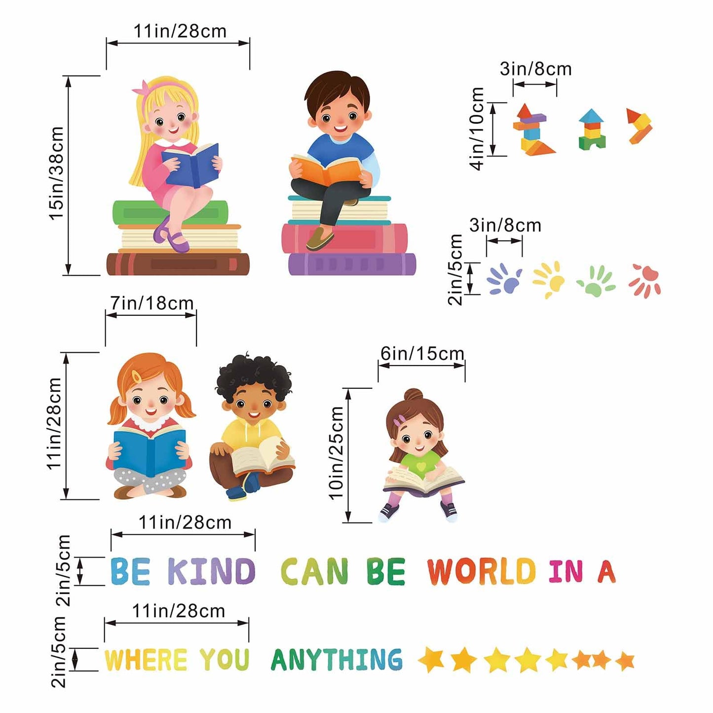 Amimagen Kids Equality Classroom Wall Stickers - Inspirational Positive Quotes Book Wall Decals - Baby Kids Room Daycare Playroom School Library Reading Wall Decor