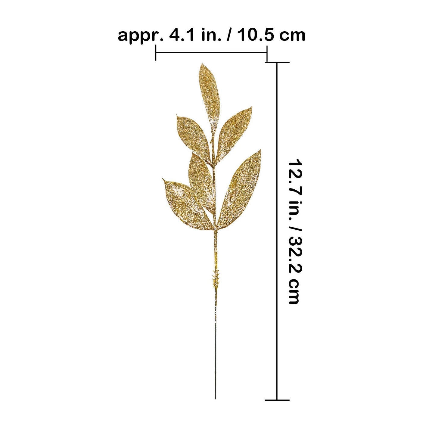 20 Pieces Gold Glittered Artificial Leaf Spray Picks 12" Tall for Christmas Winter Wedding Wreath Tree Swag Floral Arrangment Vase Bouquets Table Centerpieces Decoration