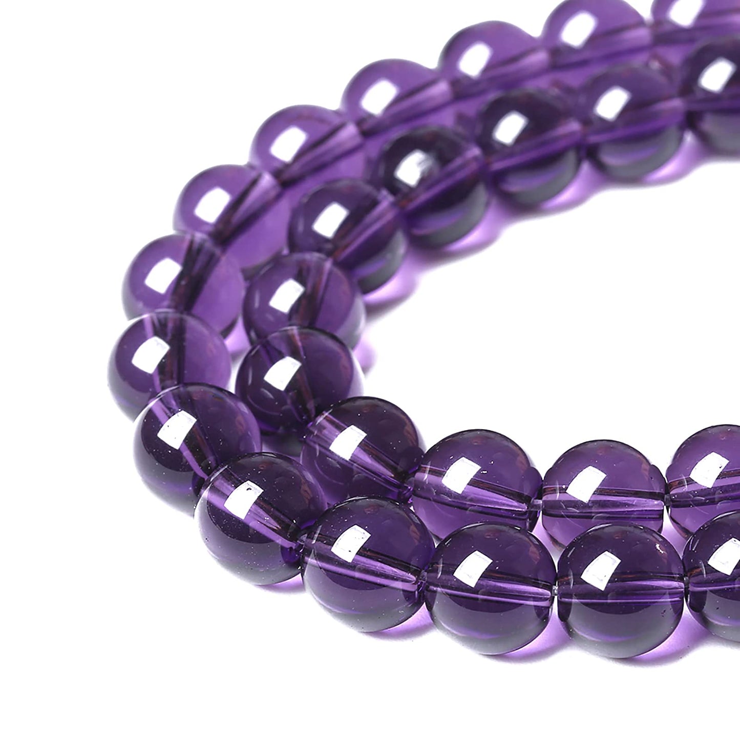 10mm 36pcs Natural Stone Amethyst Purple Glass Beads for Jewelry Making Round Loose Spacer Beads for Jewelry Making DIY Bracelet Necklace Crystal Energy Healing Power Stone (Amethyst Glass, 10mm)