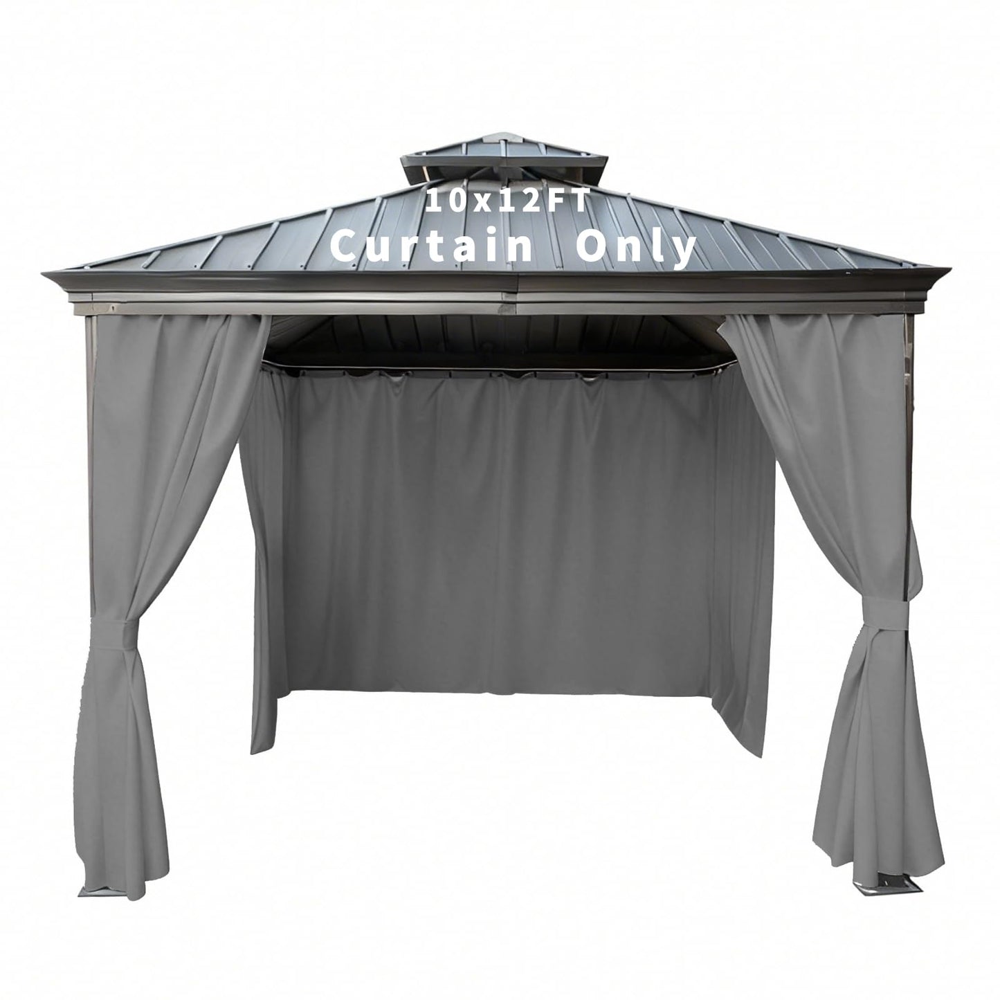 GarPad Gazebo Curtain Replacement Universal Privacy Curtain, 4-Panels Sidewall 10'X12' Curtain Gazebo Outdoor with Zipper,Universal Replacement for Patio Privacy Screen Grey(Only Curtain)