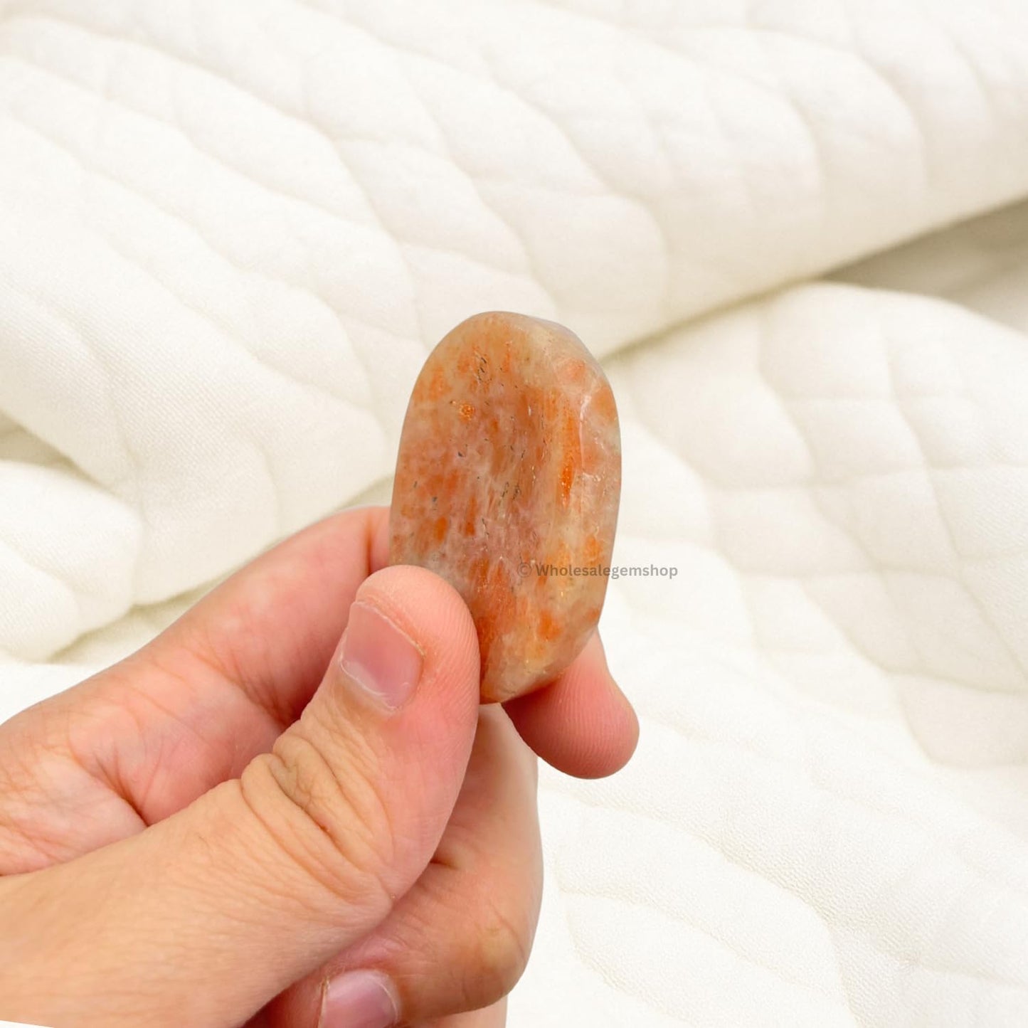Wholesalegemshop Sunstone Thumb Worry Stones Metaphysical Gemstone Crystal Healing Reiki Men Women Gift FENG Shui Positive Energy Love Wellness Palm Stones Wicca Powerful