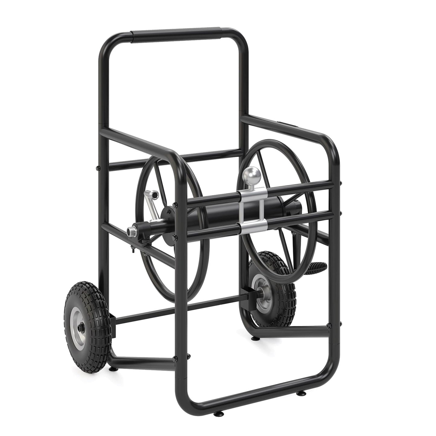 Suncast 200' Pro Hose Reel Cart with Flat-Free Rubber Tires, Outdoor Weather-Resistant Steel Garden Hose Reel Cart, 200' of 5/8" Hose Capacity, Made in the USA