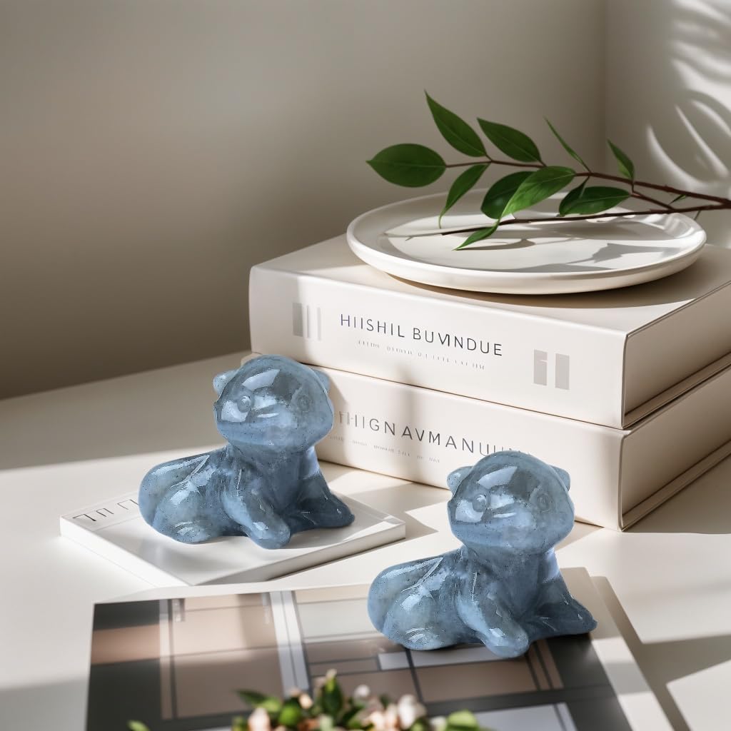 WUYOUSHI Labradorite Otter Figurine - Hand Carved Healing Crystal Otter Statue, Lucky Gemstone Sculpture for Home Office Desk Decor, Spiritual Gift for Animal Lovers & Nature Enthusiasts
