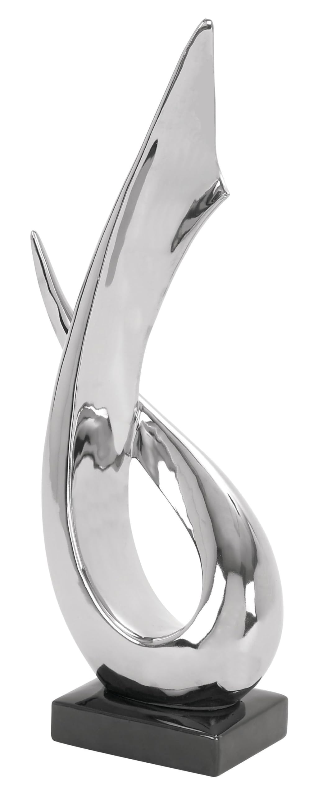 Deco 79 Porcelain Ceramic Abstract Decorative Sculpture Home Decor Statue with Black Base, Accent Figurine 8" x 4" x 17", Silver