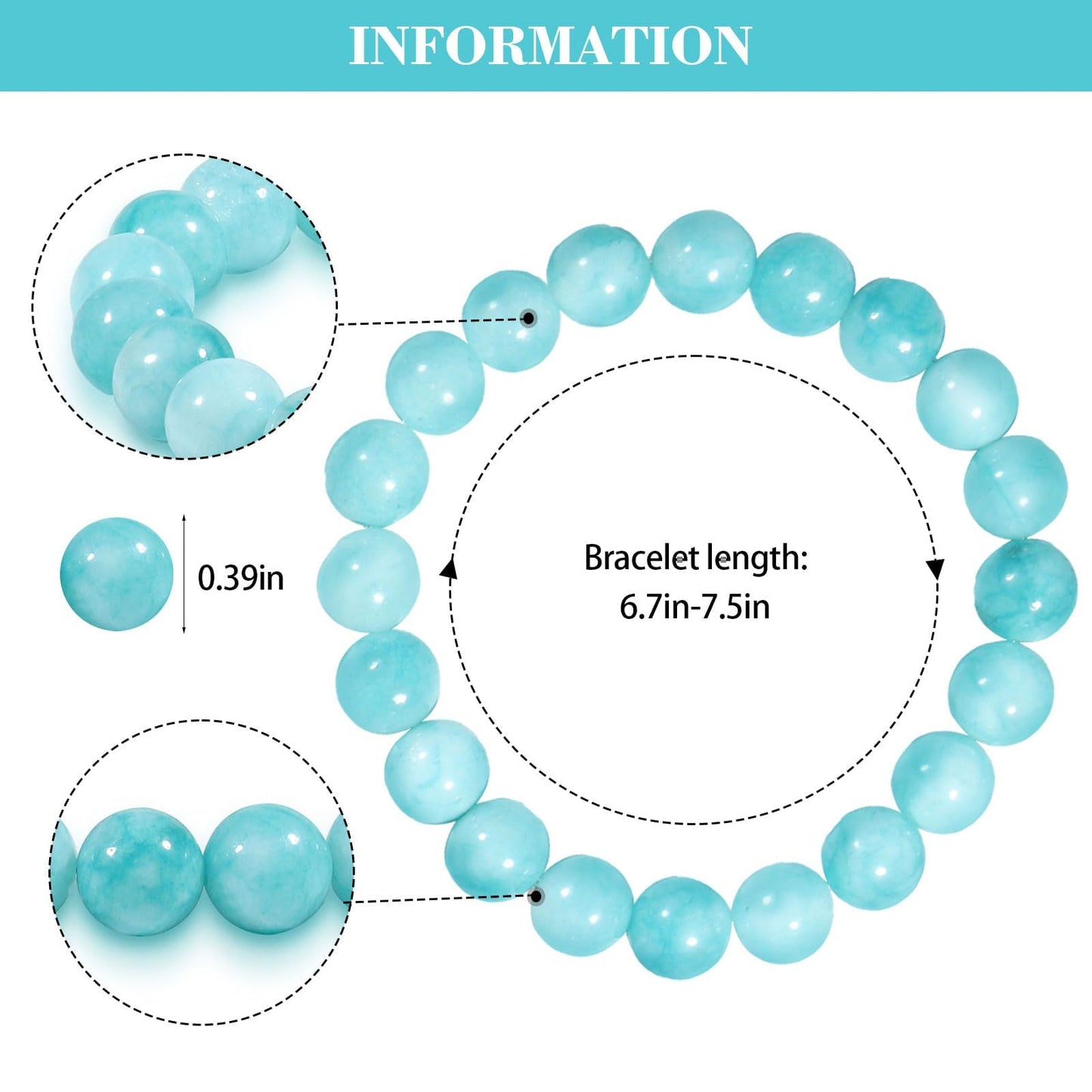 Crgwxzl Healing Crystal Bracelets for Women 8mm Natural Stone Beaded Stretch Bracelet Blue Aquamarine Blue cat eyes Imperial Jasper Spiritual Gemstone Lucky Jewelry Gifts