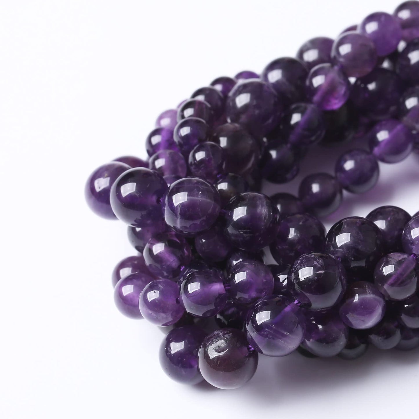 45PCS 8MM Beads Natural Amethyst Stone Round Loose Beads Gemstones for Jewelry Making DIY 15Inches