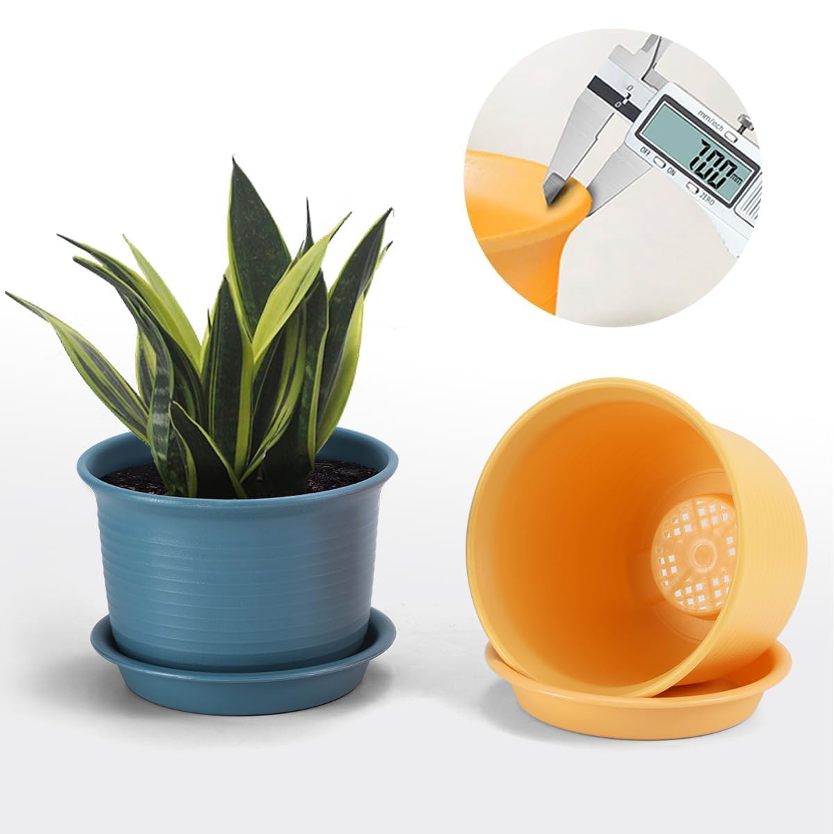 Etvski 7 inch Large Plant Pots, 6 Pack Flower Pots,Planters for Indoor Plants, Planters with Drainage Hole and Tray Saucer