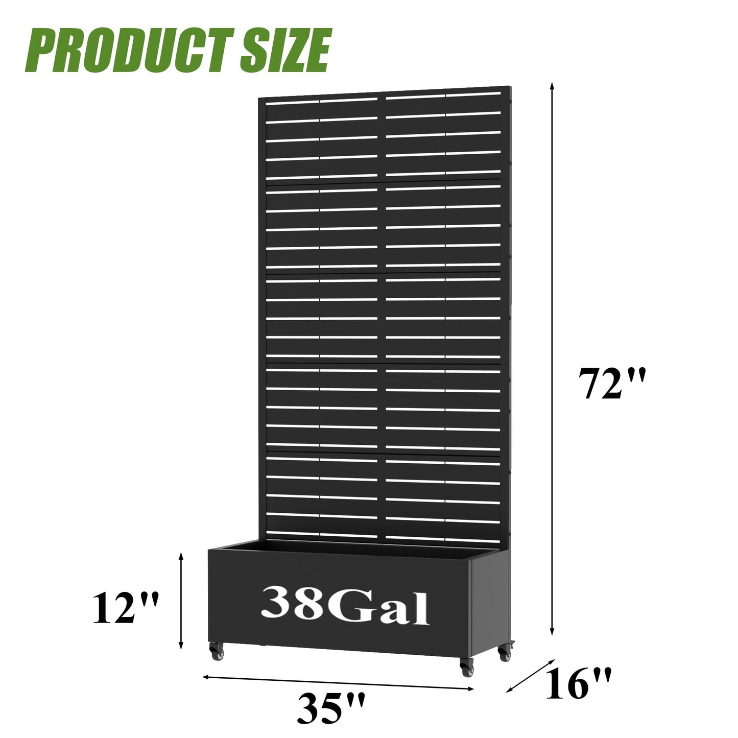 Casaphoria 72"x35" Metal Raised Garden Bed with Trellis(2 Pack), Outdoor Planter Box with Wheels & Drainage Holes for Climbing Plants, Flowers, Elevated Garden Kit with Privacy Screen, Black-Louvered