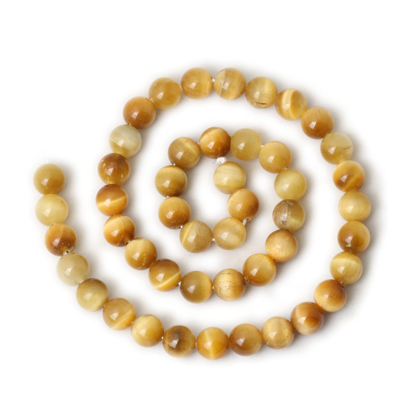 CHEAVIAN 45PCS 8mm Natural Golden Tiger Eye Stone Round Loose Beads for Jewelry Making DIY Bracelet Necklace Materials 1 Strand 15"