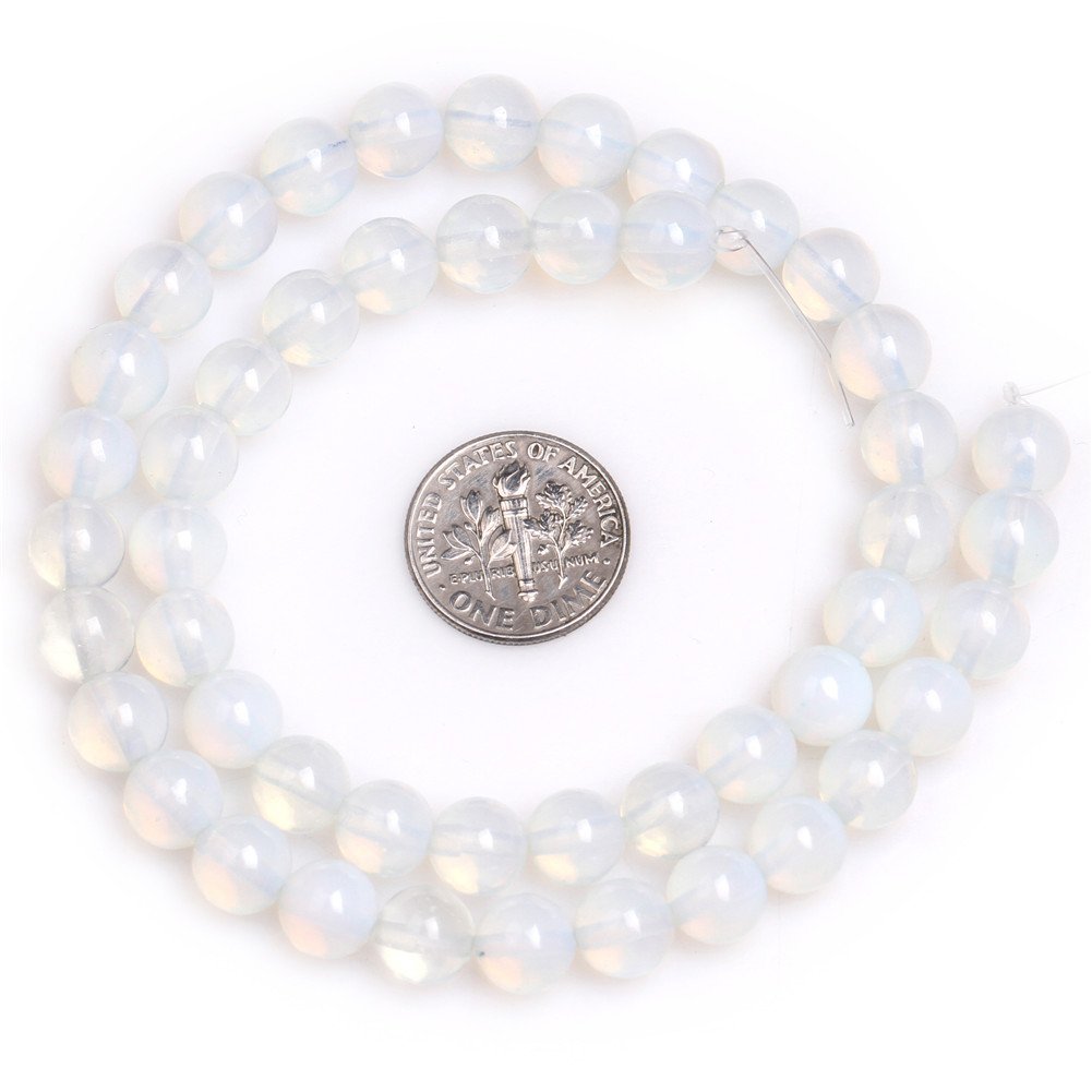 8mm White Opalite Beads Round Gemstone Loose Beads for Jewelry Making (45-48pcs/strand)
