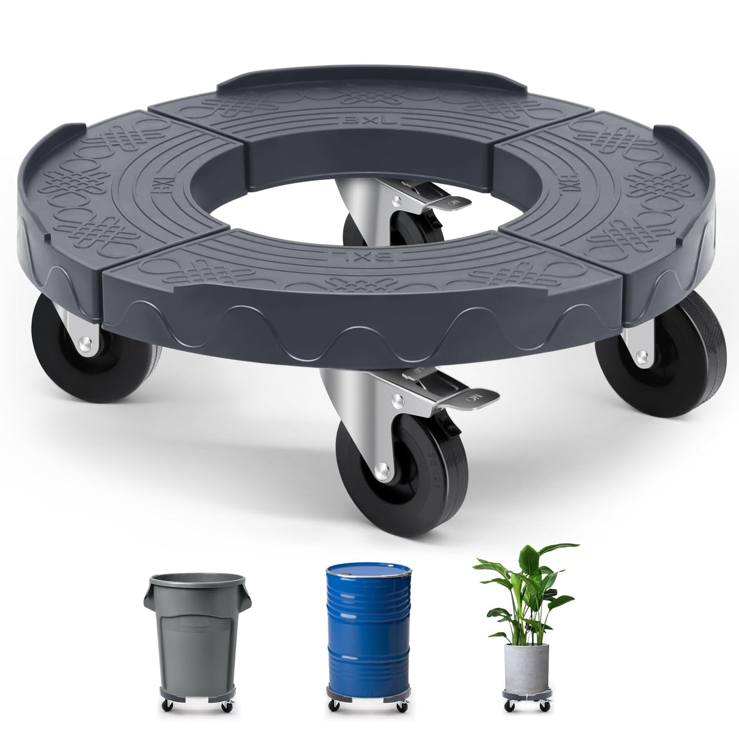 Nefish Upgraded 15-19 Inch Trash Can Dolly Wheels, Adjustable Round Barrel Dollies Wheels, Heavy Duty Drum Dollies 480lbs Tire Dollys, Multi Functional Garbage Can Dollyes Cart Trash Cans Roller Base