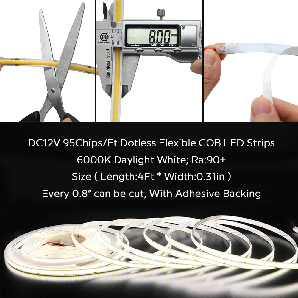 SuperlightingLED Intelligent Motion Sensor Stair Lights Indoor Staircase Lighting Kit ES32 PIR Sensor 4Feet Wide Cuttable Daylight White Dotless COB LED Strips 20PCS Complete Item (6000k)
