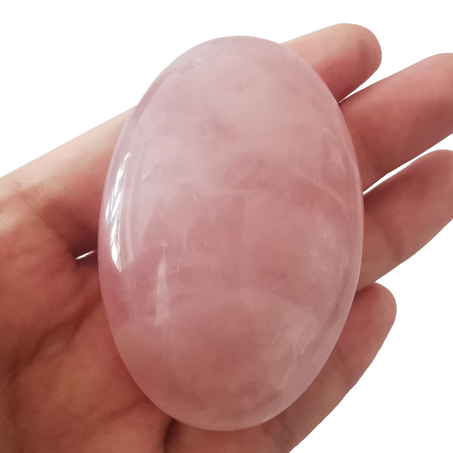Loveliome Natural Rose Quartz Oval Polished Worry Stones, Healing Crystal Indoor Fountain Stones Massage Energy Anxiety Relief Items