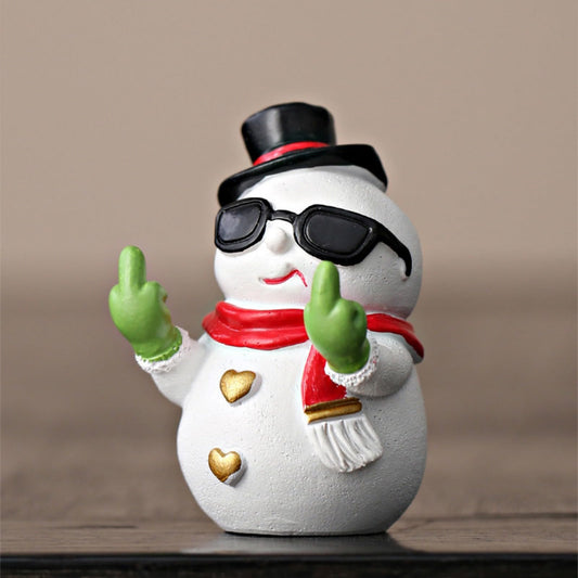 Daisylily Funny Santa Snowman Statue Figurine Christmas Decor, Naughty Xmas New Year's Gifts for Desk Shelf Ornaments - Snowman