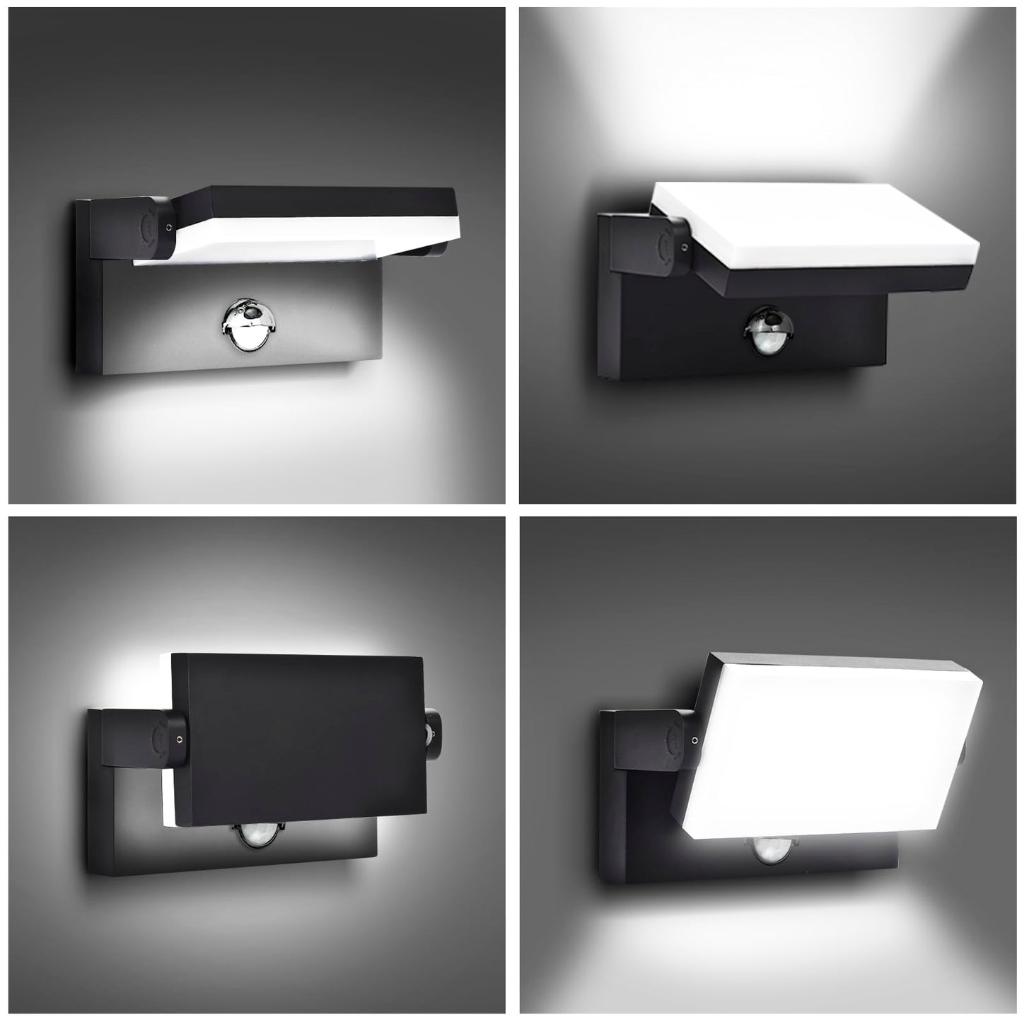 rosykite Motion Sensor Outdoor Wall Pack Lights,40W Acrylic LED Porch Lights 360 °Rotation,Waterproof 5000K/4000K/6000K Exterior Flood Wall Sconce Light for Garage