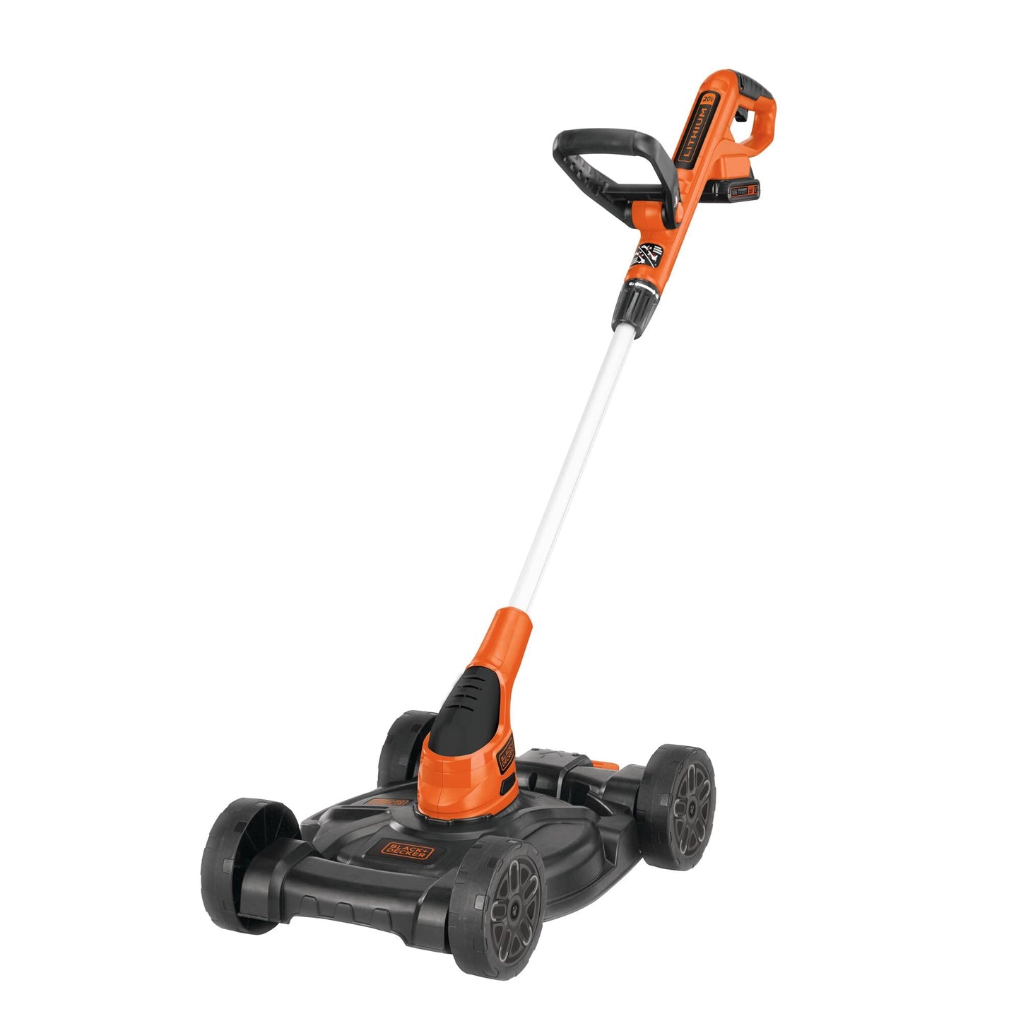 BLACK+DECKER Weed Eater, Lawn Edger and Cordless Lawn Mower 3 in 1 Combo, Includes (2) Batteries, Charger, 12 Inch Battery Powered String Trimmer and Lawnmower, Adjustable Length and Height (MTC220)