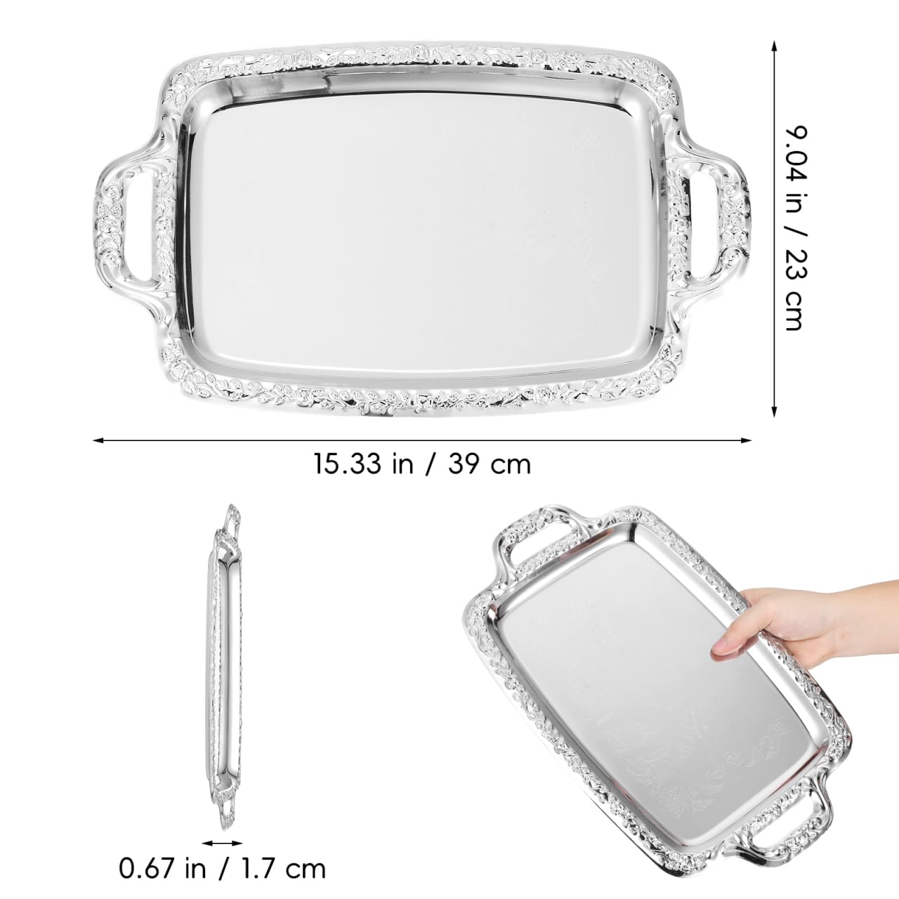 Cabilock 1Pc Elegant Metal Serving Tray Multi Purpose Dining Tableware for Food Storage Nordic Style Plate for Home Kitchen Living and Dining Use