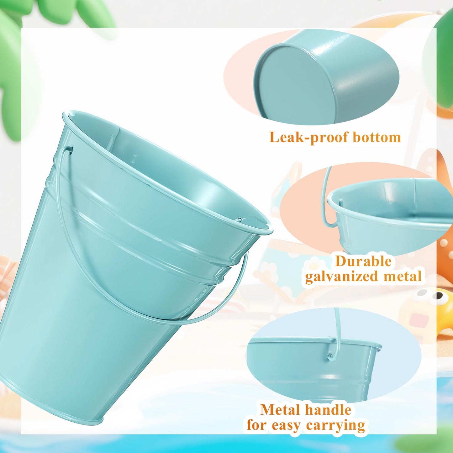 Sadnyy 24 Pack Small Metal Buckets with Handle, 4.5 x 5.1 Inch Mini Galvanized Tin Bucket for Back to School Classrooms Crafts Pencil Holder Boho Wedding Birthday Party Favor Decoration (Morandi)