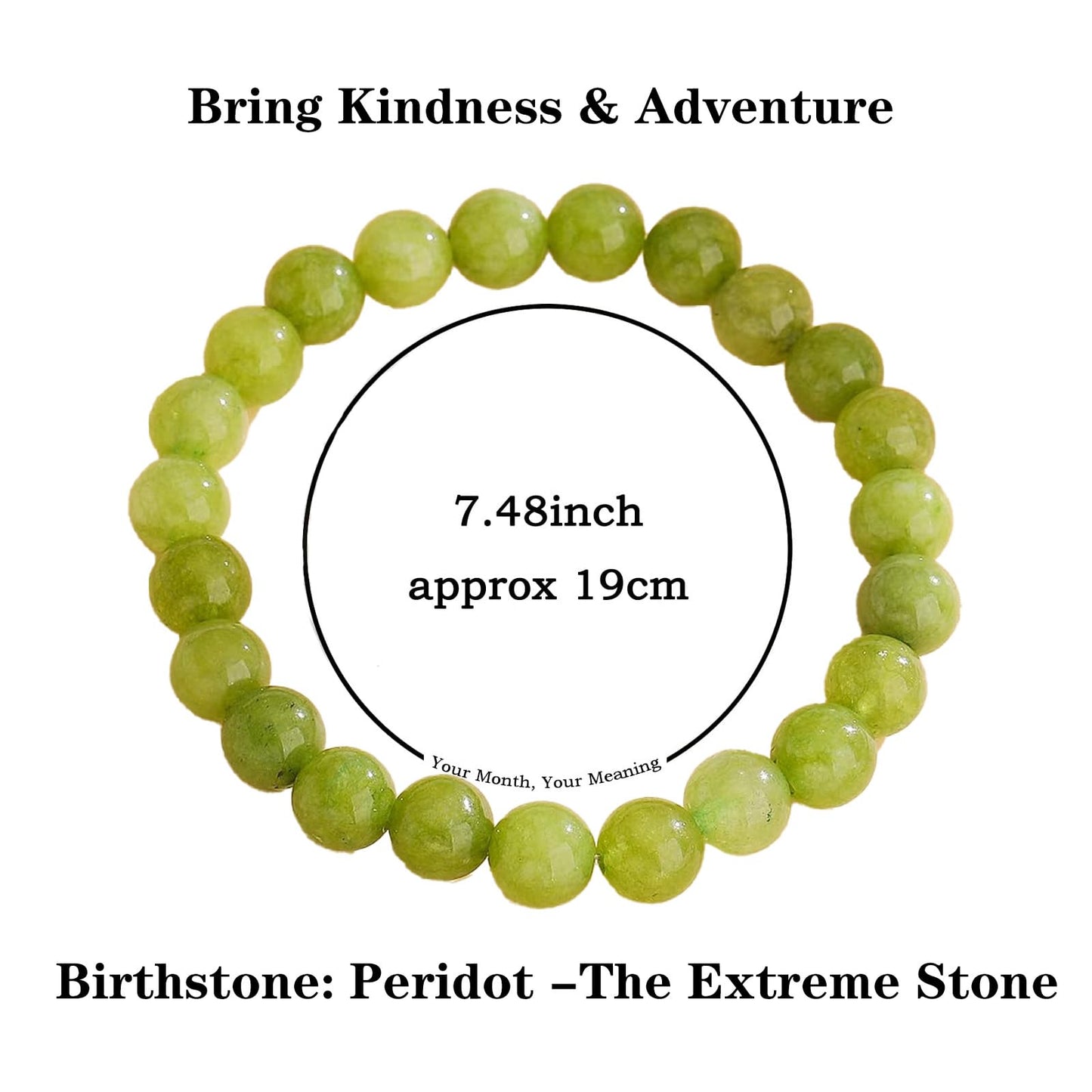 Naupyal August Birthstone Bracelet for Women Men,Peridot Natural Stone Beaded Bracelets,Healing Crystal Gemstones Stretch Bracelet Stress Relief Month Bracelet Birthday Jewelry Gifts
