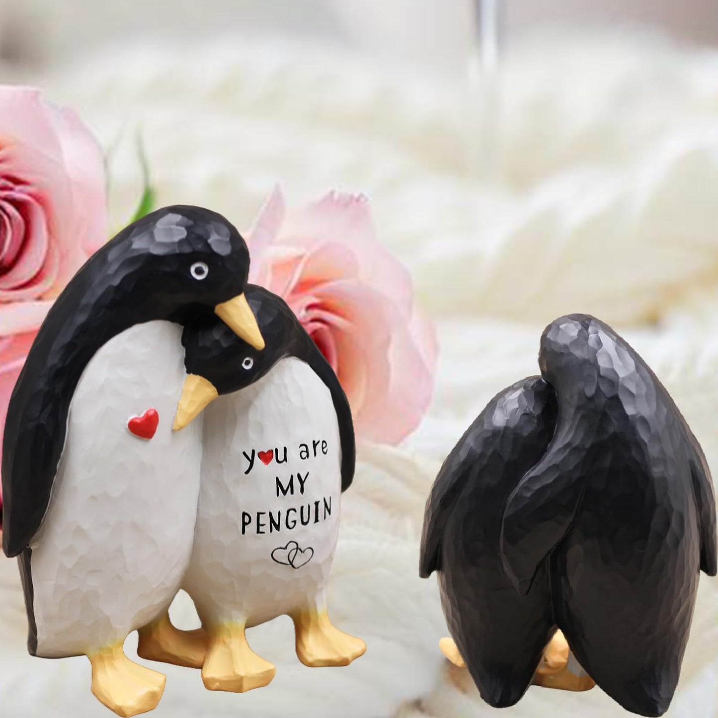 AUMELO Anniversary Wedding Gifts for Women Men Couple, Gifts for Him, Birthday Gift for Girlfriend Boyfriend, I Love You Gift for Wife Husband-Couple Penguin Figurine for Christmas Valentines Day