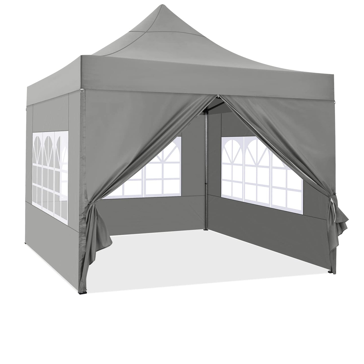 COBIZI 10x10 Pop Up Canopy Tent 10x10 Canopy with 4 Sidewalls Waterproof Heavy Duty Commercial Canopy Tent for Parties Outdoor Garden Gazebo, Carry Bag with Wheel(10x10ft, Gray)