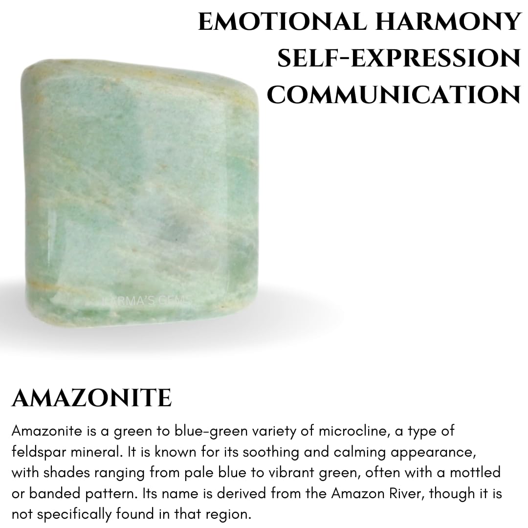 Karma Gems Amazonite Tumbled Stones Natural Crystal Kit for Reiki Healing Crystal Polished, Tumble Stones, Chakra Balancing, Reiki Gift, Home Decor (15-25 MM)