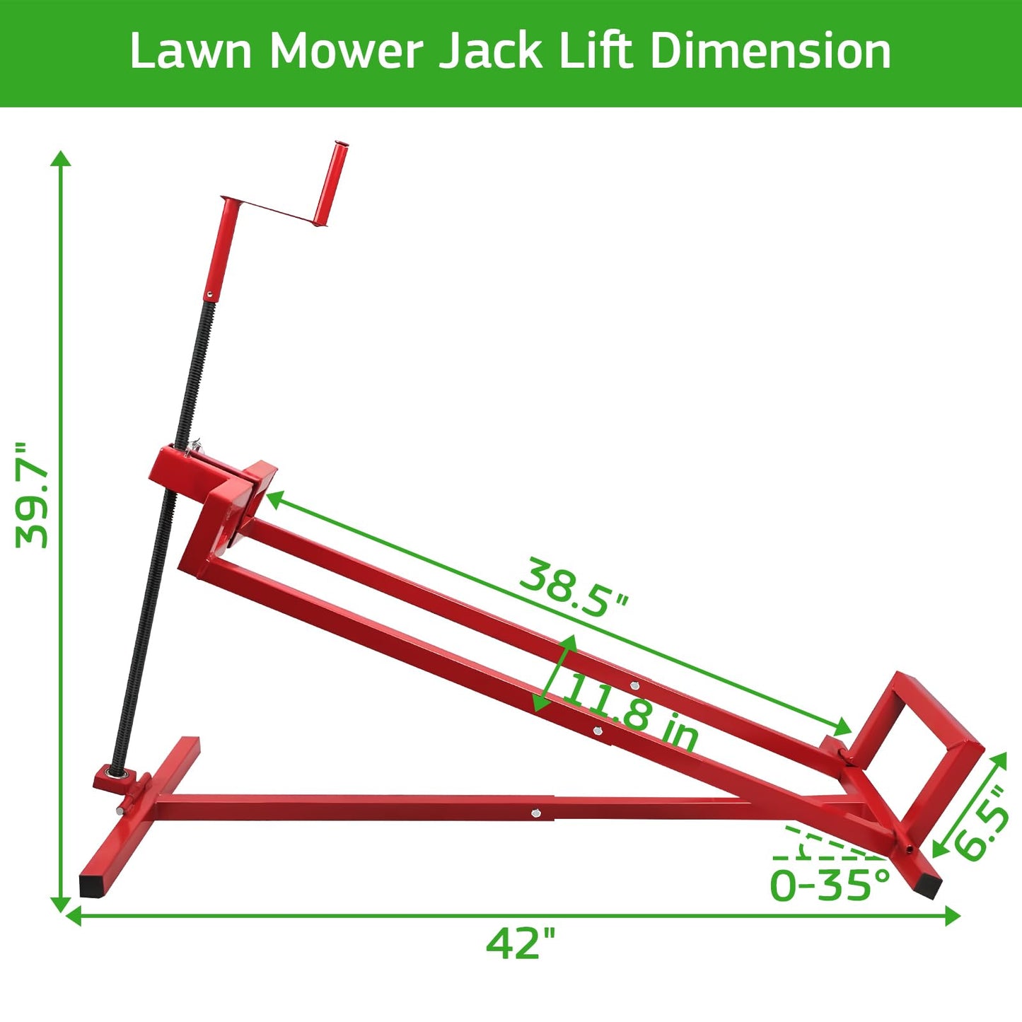 Lawn Mower Lift Jack, TUNTENDO Lifting Platform 882 Lbs Capacity Telescopic Maintenance Jack for Garden Tractors & Riding Lawn Mower with Manual Handle & Power Tool Extension Handle (Red)