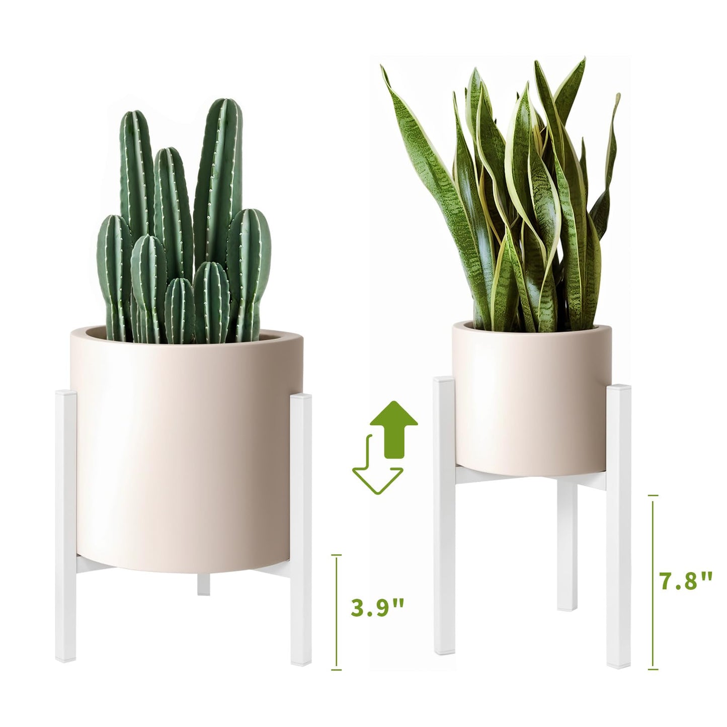IZIDDO Adjustable Plant Stand Indoor, White Metal Planter Stands Outdoor, Mid Century Modern Plant Holder, Fit 12 14 16 inch Large Pots, Single Floor Plant Stands for Indoor Plants-1ps