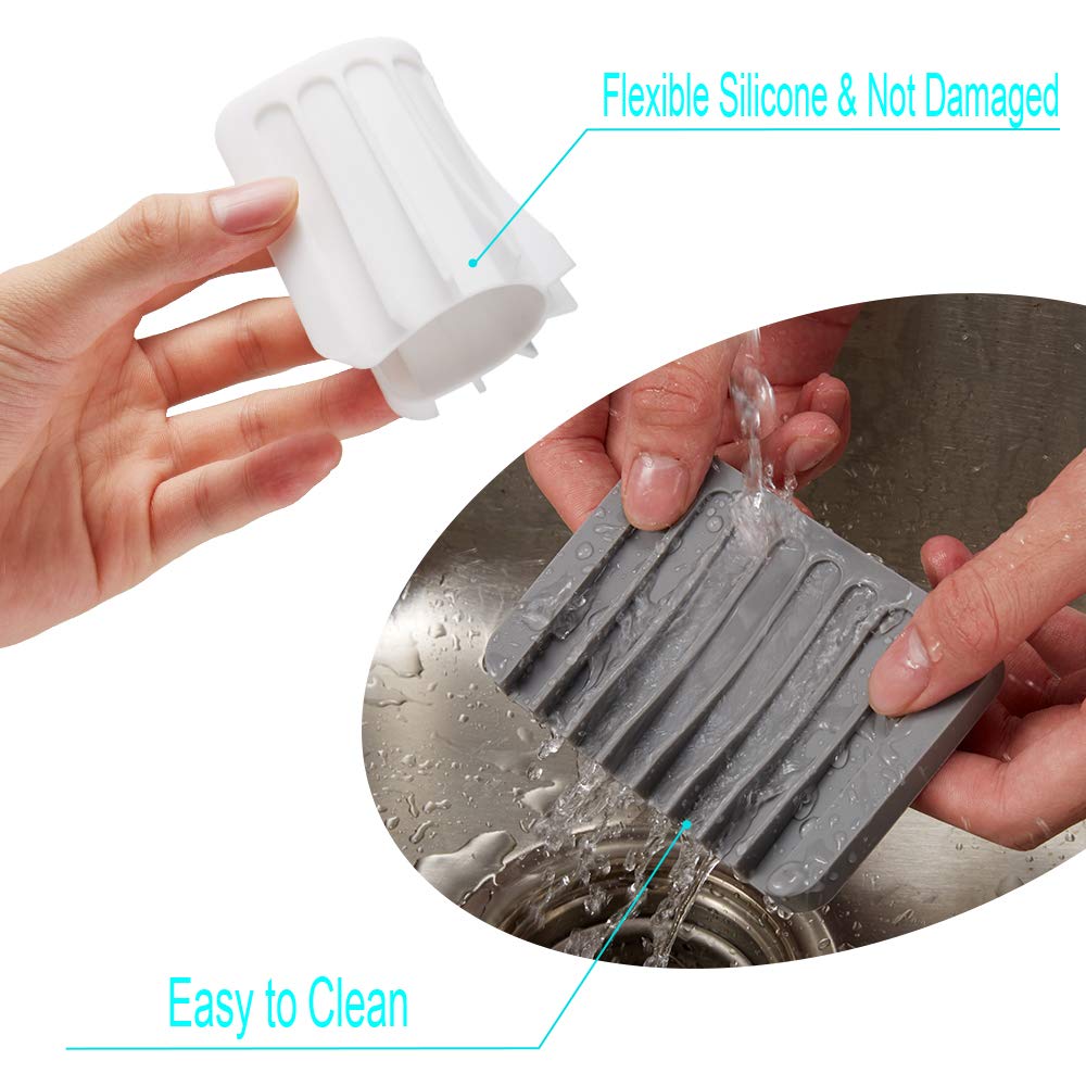 2PCS Soap Dish Holder, Premium Silicone Soap Dishes for Shower Bathroom Kitchen Sinks， Soap Tray Saver Drainer, Self-draining Waterfall, Non-Slip Design, Easy Cleaning (White)